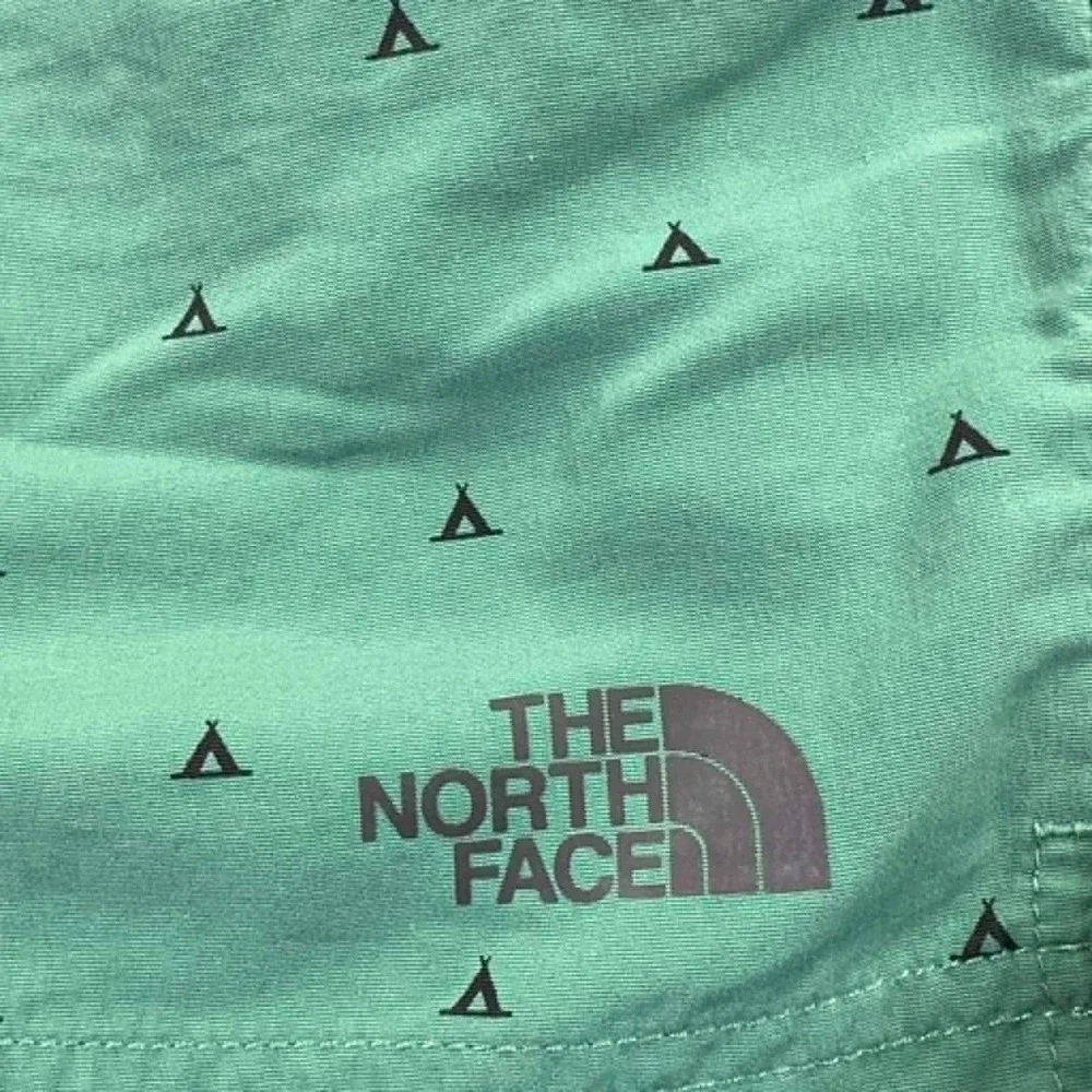 The North Face Flash‎ Dry Swim Trunks Mens XL Green Tent AOP Zip Pocket Lined